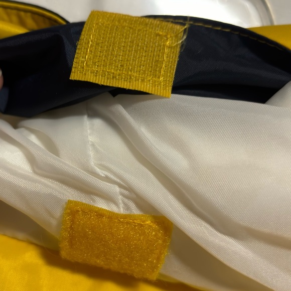 South Creek Raincoat Wind Breaker Color Block Yellow Blue White 1XB Hood NWOT - Picture 11 of 14